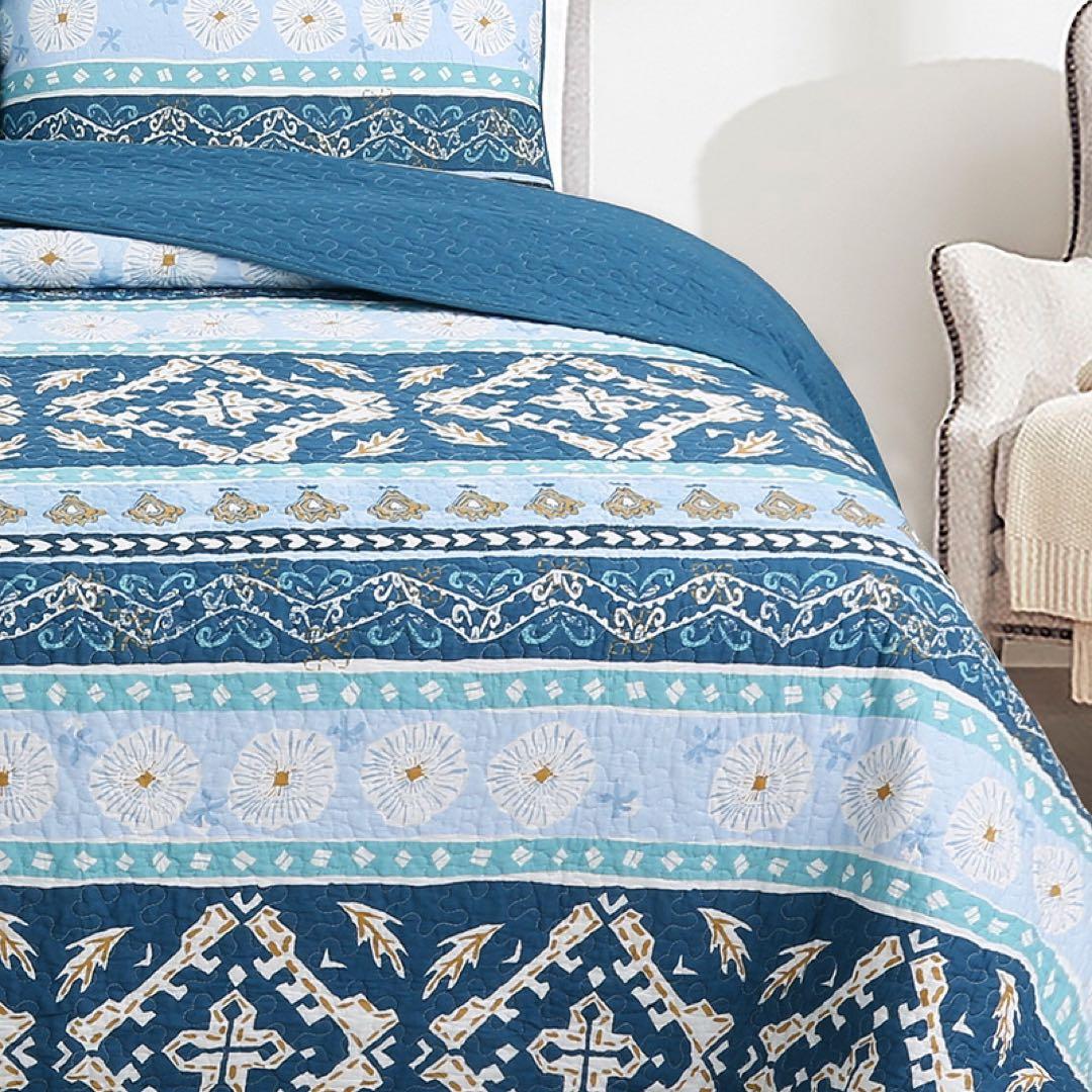 キルトベッドカバー3点セット綿マルチカバー キルティング 904