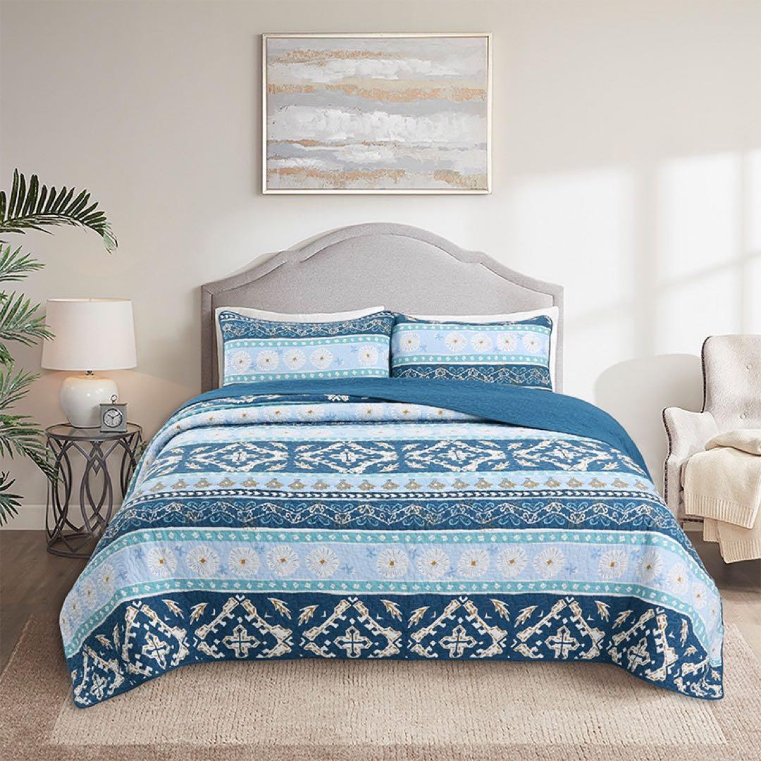 キルトベッドカバー3点セット綿マルチカバー キルティング 904