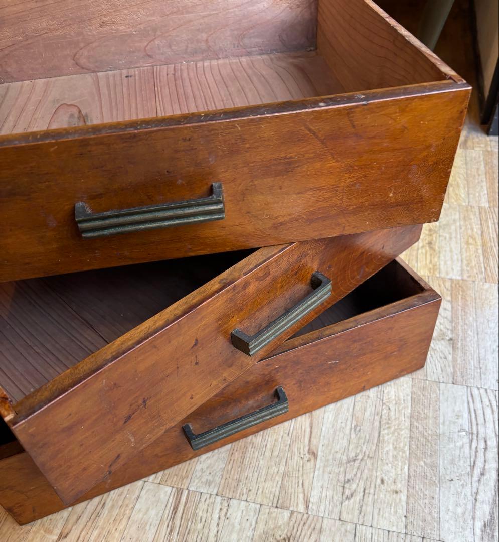 昭和レトロ 木製 引き出し 3点セット｜古家具 古道具 収納箱｜当時物