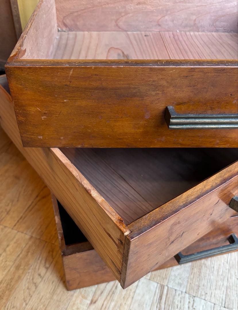 昭和レトロ 木製 引き出し 3点セット｜古家具 古道具 収納箱｜当時物