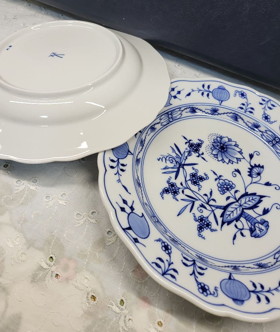 未使用近✨マイセン ブルーオニオン プレート 20cm皿 サラダ デザート2枚②
