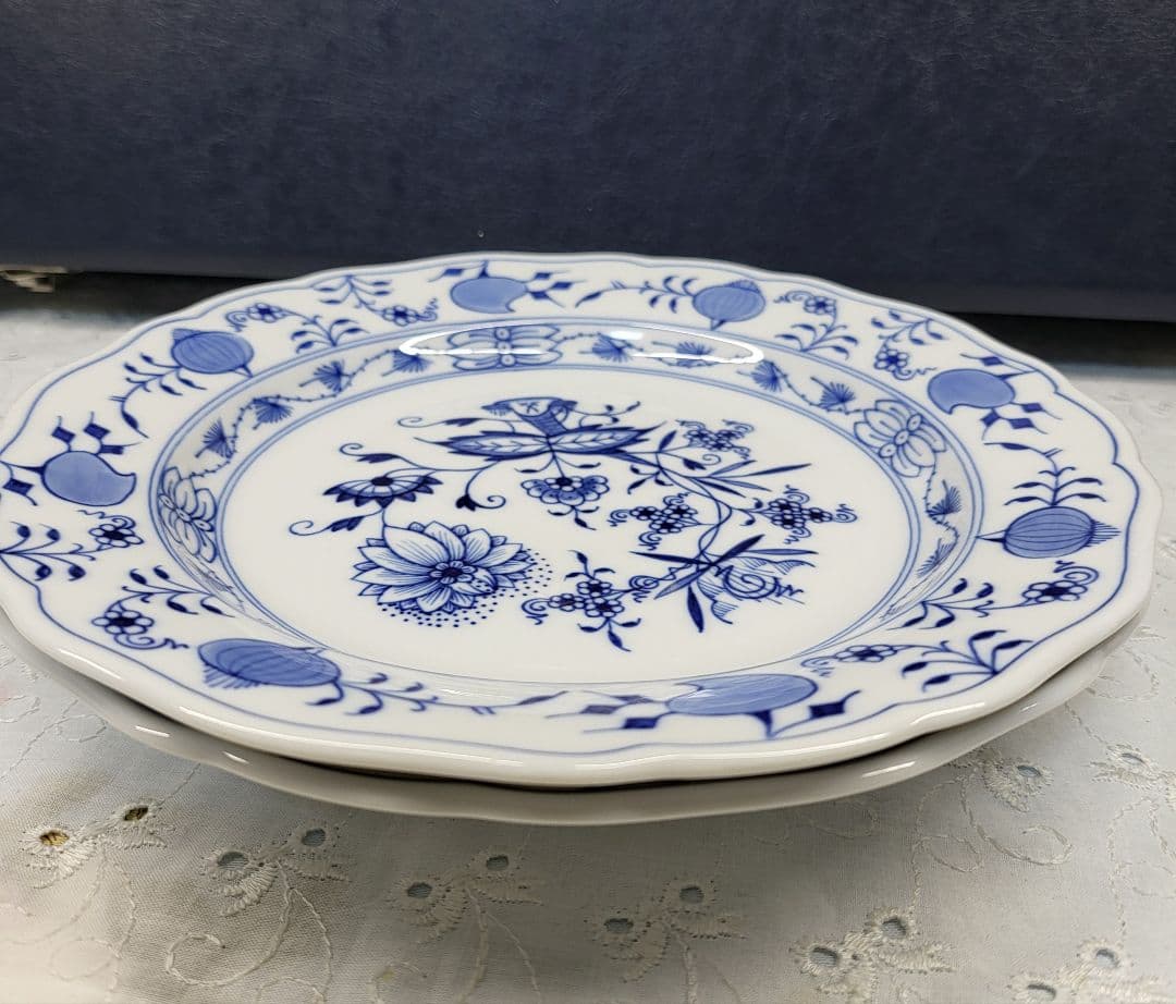 未使用近✨マイセン ブルーオニオン プレート 20cm皿 サラダ デザート2枚②