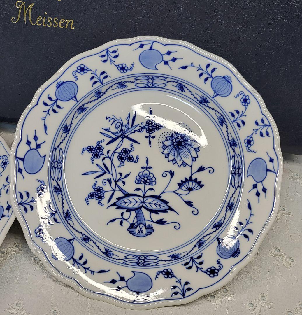 未使用近✨マイセン ブルーオニオン プレート 20cm皿 サラダ デザート2枚②