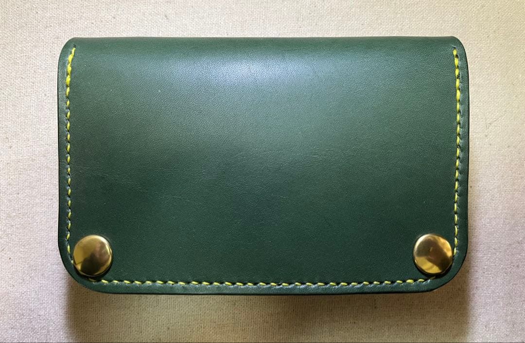 栃木レザー ミドル トラッカーウォレット 3層 グリーン