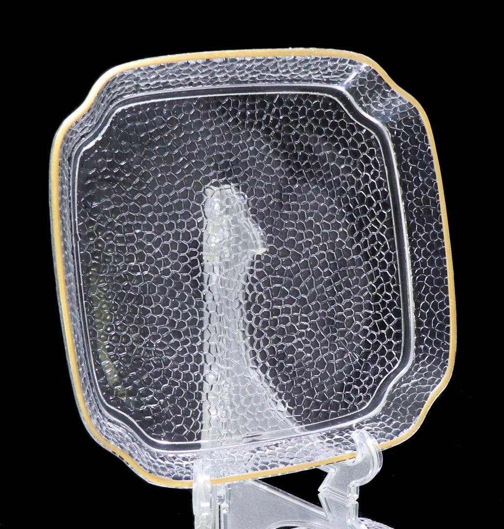 オールド・バカラ 稀少型 鱗カット装飾金彩トレー ゴールド クロコ アンティーク