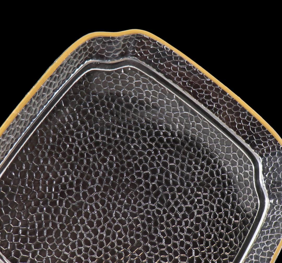 オールド・バカラ 稀少型 鱗カット装飾金彩トレー ゴールド クロコ アンティーク