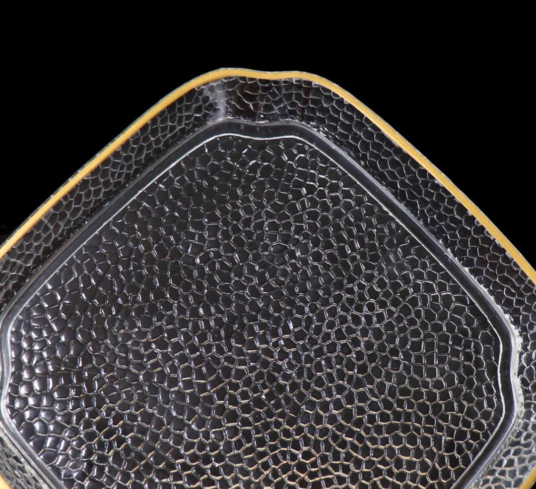 オールド・バカラ 稀少型 鱗カット装飾金彩トレー ゴールド クロコ アンティーク