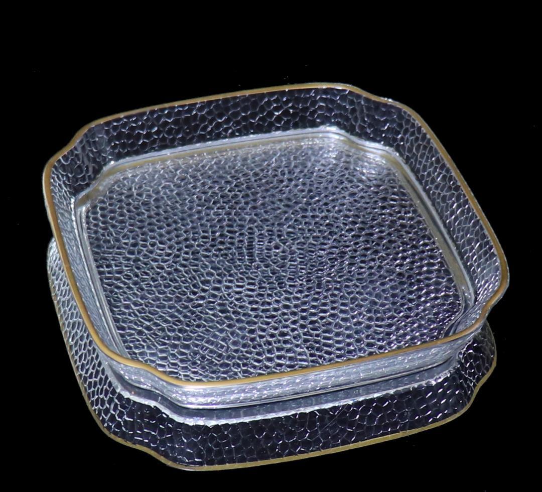 オールド・バカラ 稀少型 鱗カット装飾金彩トレー ゴールド クロコ アンティーク