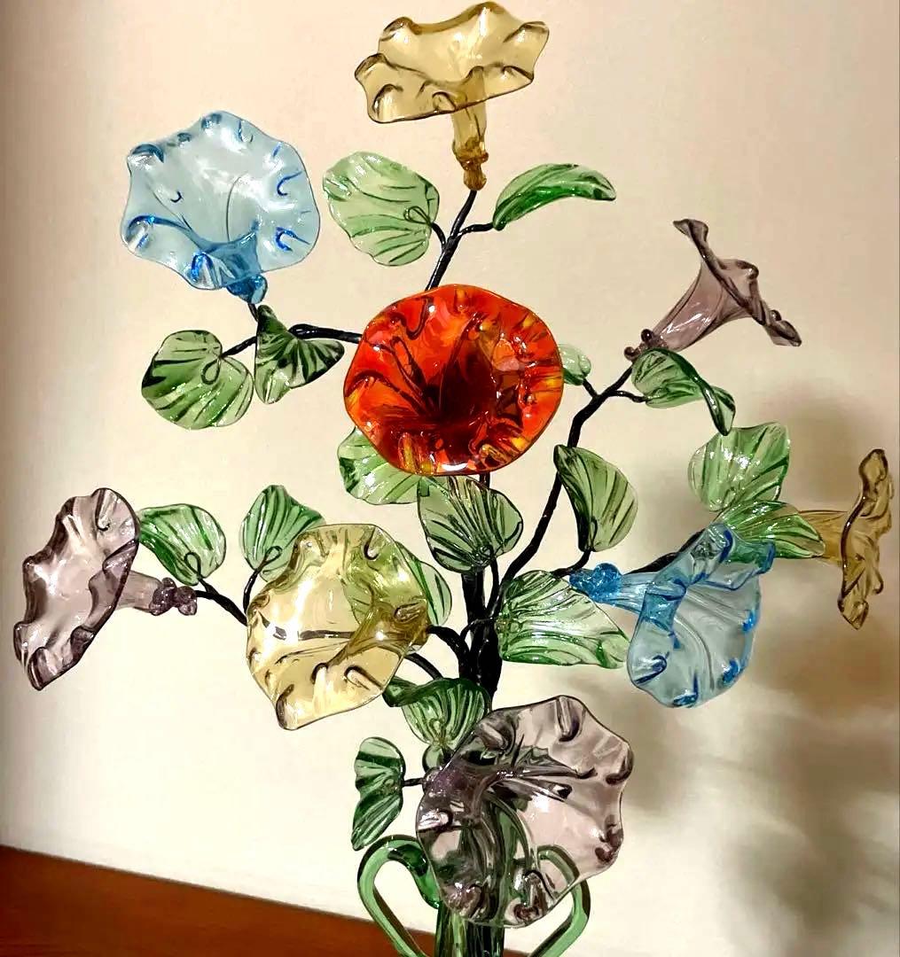 ガラス　朝顔　置物　夏小物　琉球ガラス　硝子　花　沖縄　手作り