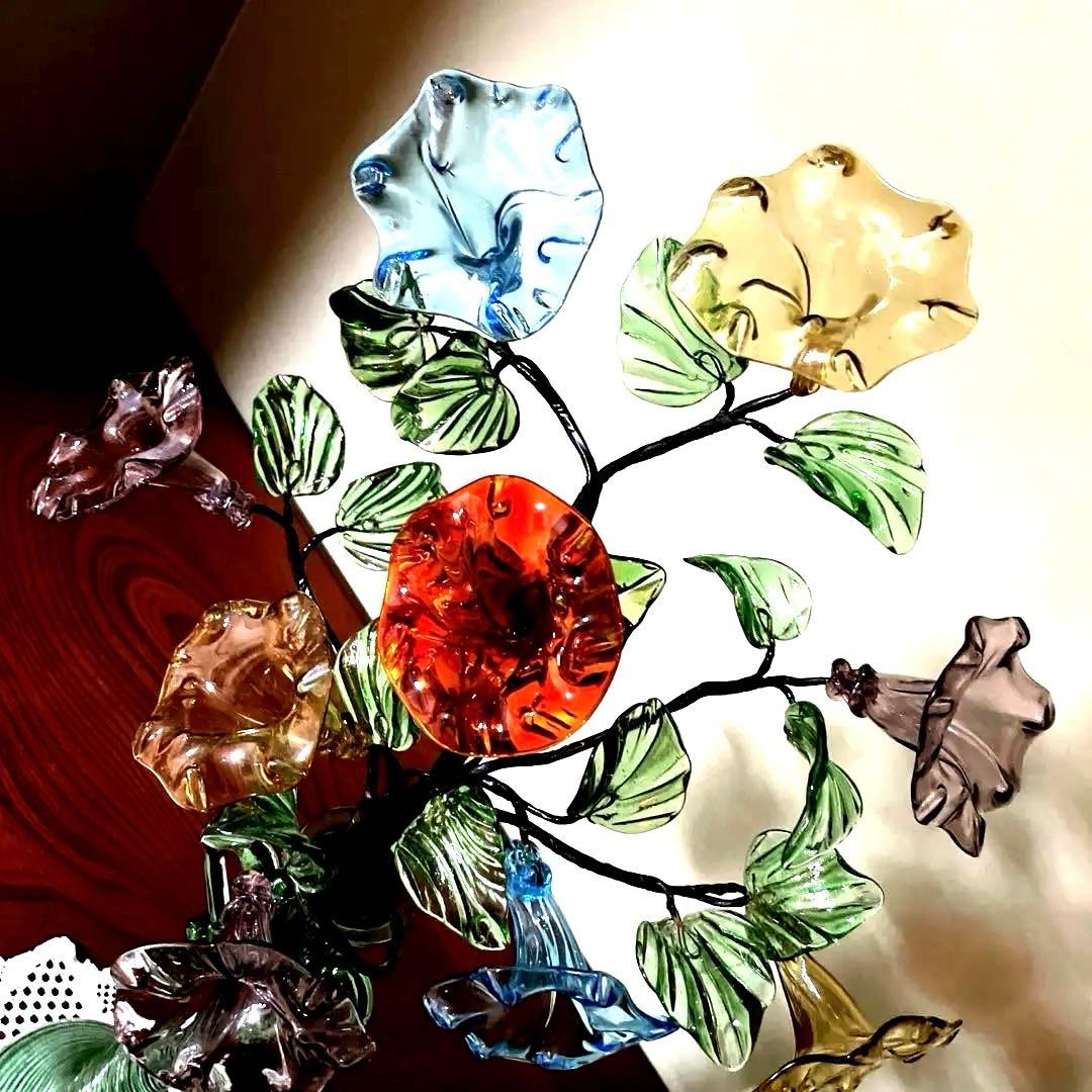 ガラス　朝顔　置物　夏小物　琉球ガラス　硝子　花　沖縄　手作り