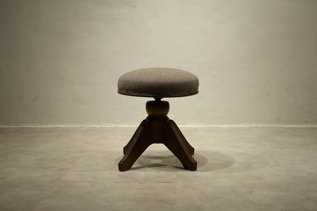 スツール　ピアノ椅子　回転椅子　楢材 大正時代　ドクターチェア