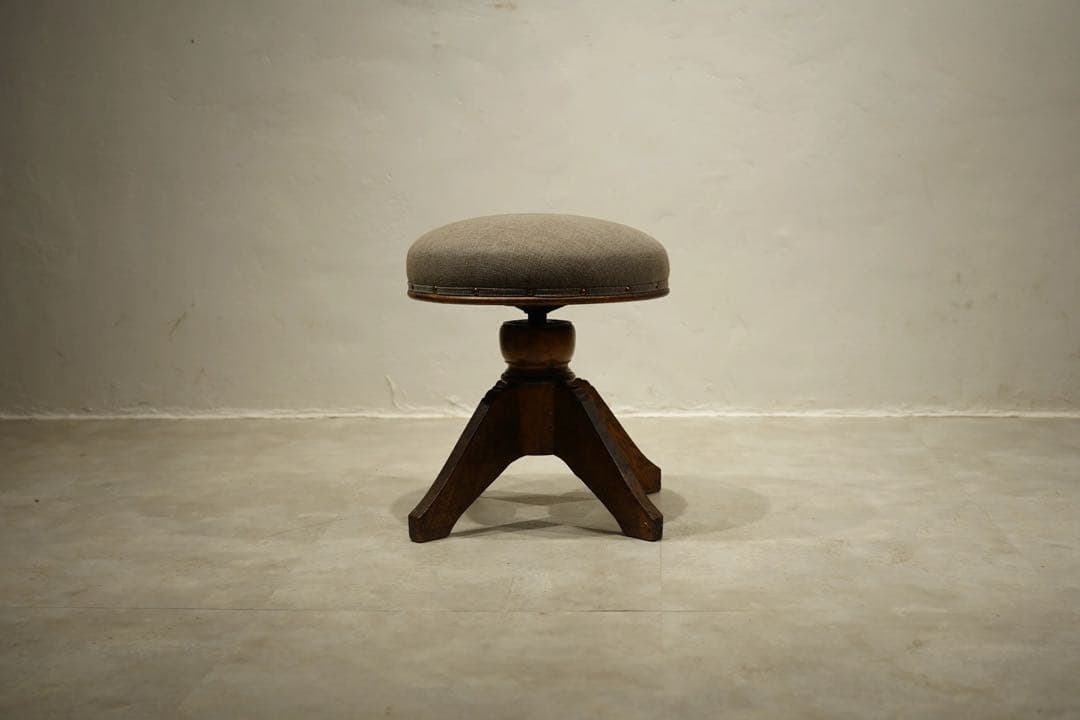 スツール　ピアノ椅子　回転椅子　楢材 大正時代　ドクターチェア
