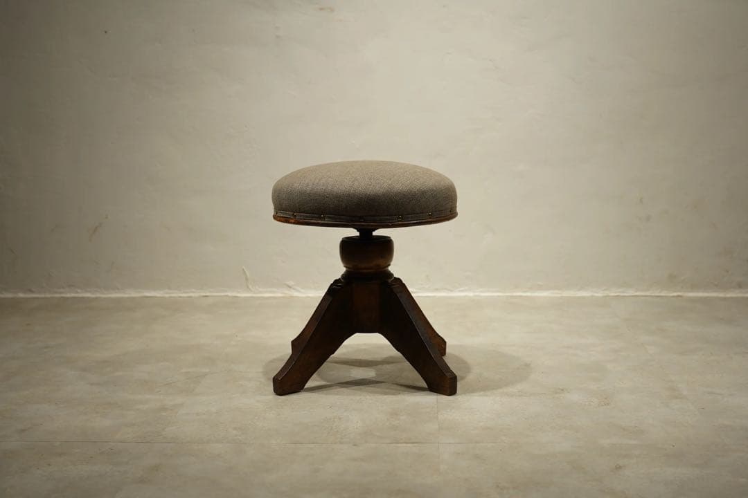 スツール　ピアノ椅子　回転椅子　楢材 大正時代　ドクターチェア