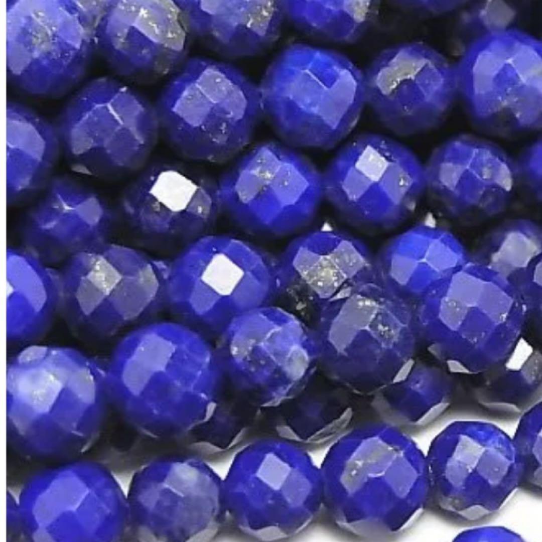 AAAラピスラズリ4mm&磁気ヘマタイト4mmネックレス45cm＋アジャスター