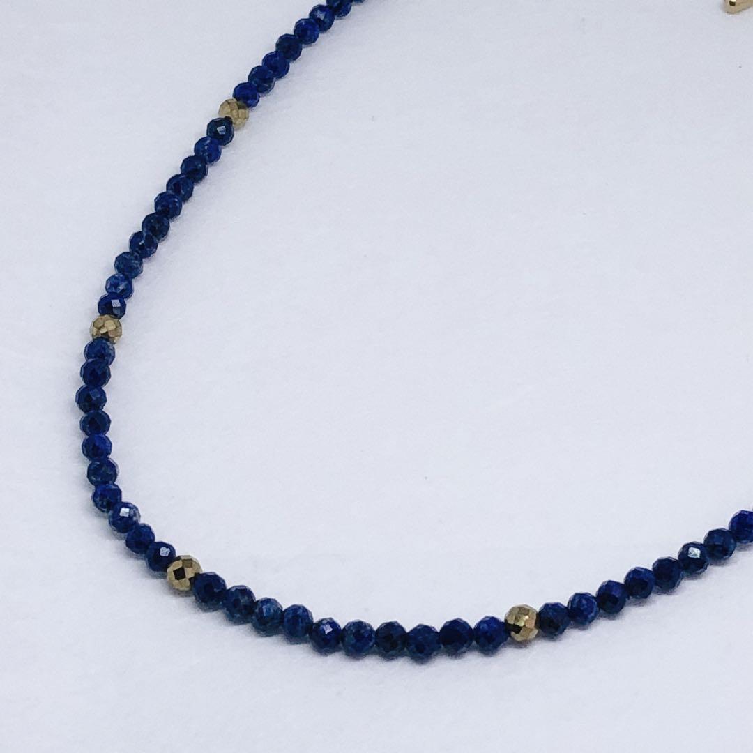 AAAラピスラズリ4mm&磁気ヘマタイト4mmネックレス45cm＋アジャスター