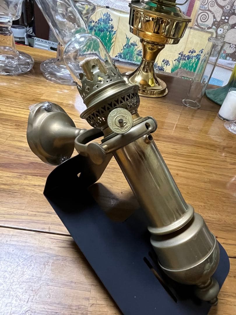 セール　希少　ヴィンテージ　アンティーク 真鍮製　壁掛けオイルランプ