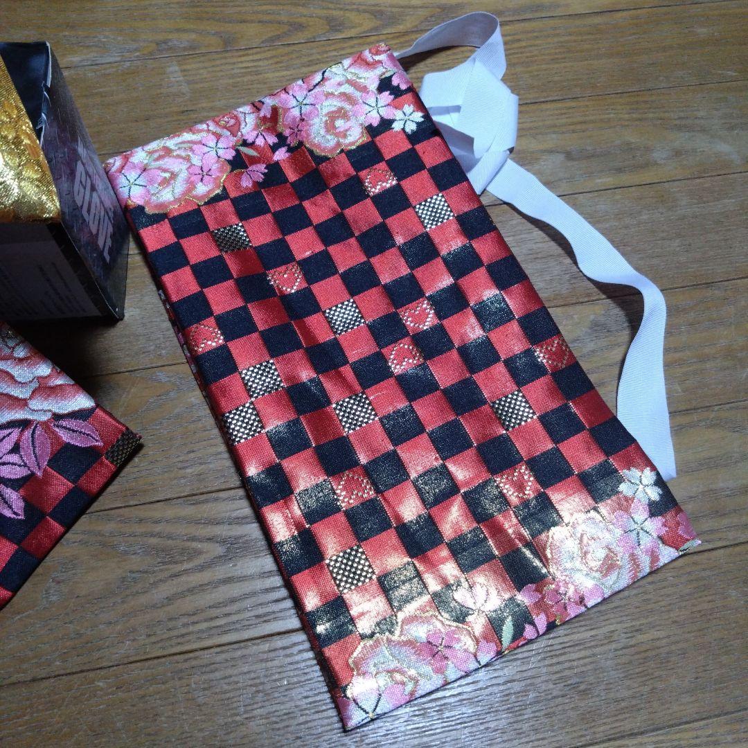 大寸★七歳★レースの赤と黒のチェック柄作り帯