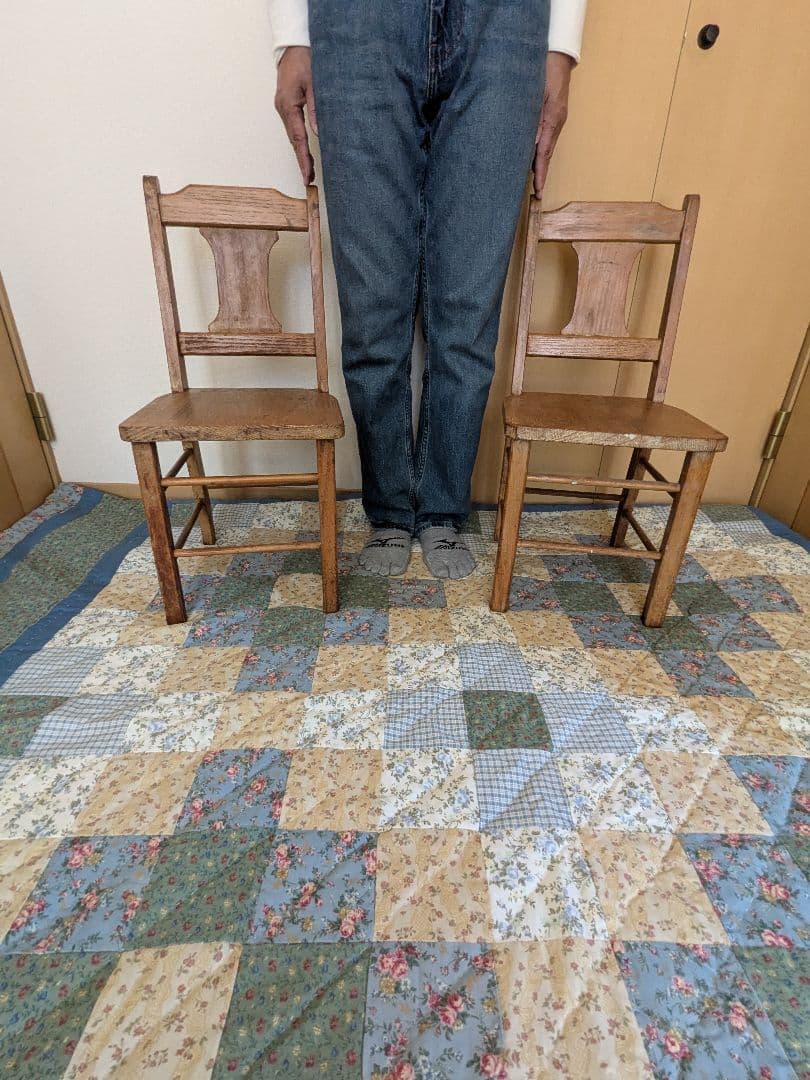 USAアンティーク　木製チャイルドChair　２脚セット　子供椅子セット
