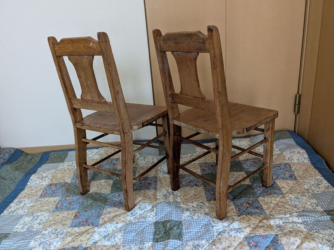 USAアンティーク　木製チャイルドChair　２脚セット　子供椅子セット