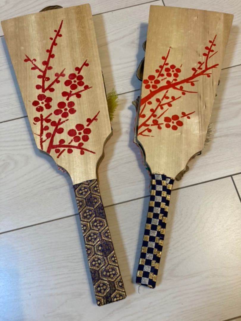 新品　未使用　お正月飾り　レトロ　羽子板　2枚組　舞妓