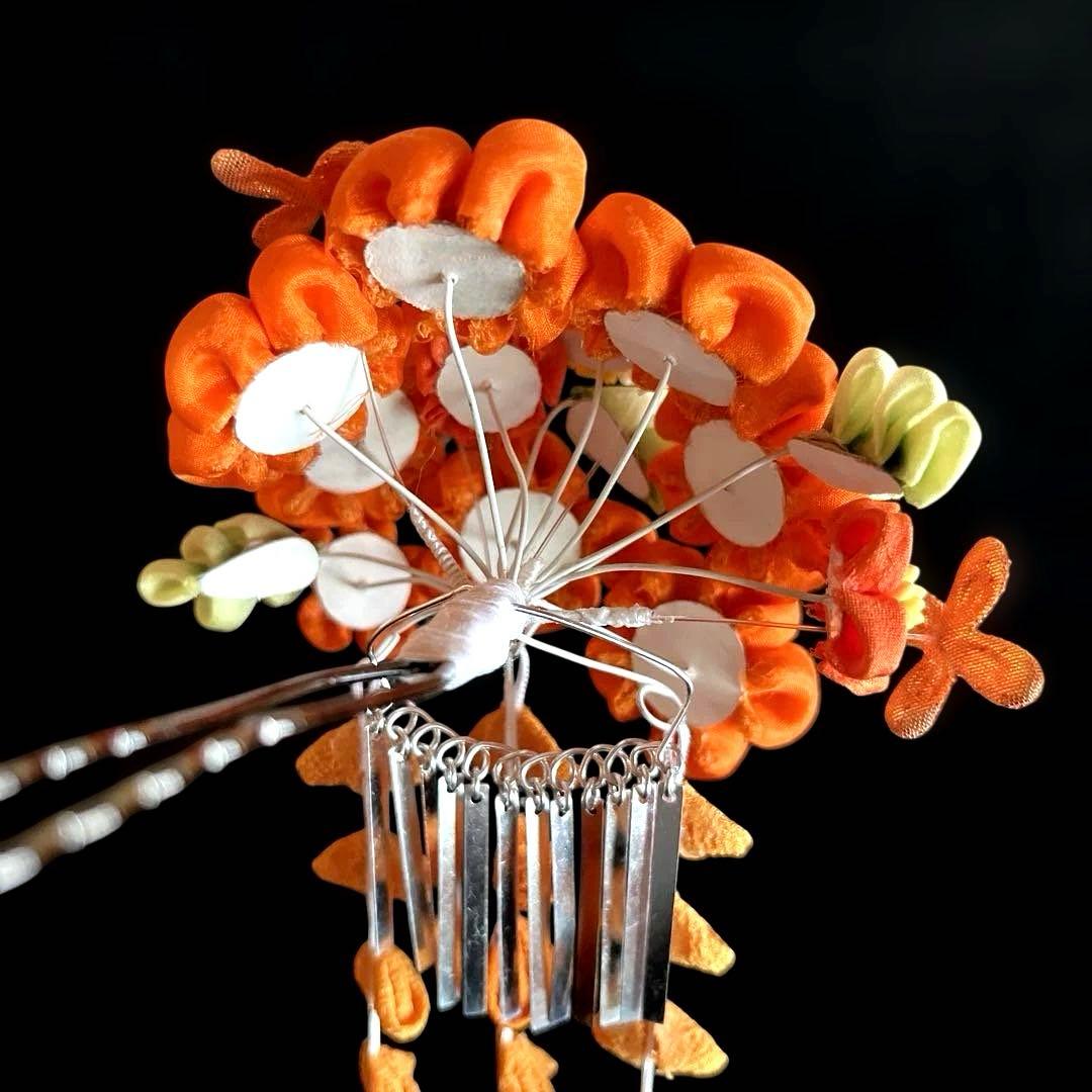 日本髪 髪飾り 七五三(7歳) 橙色
