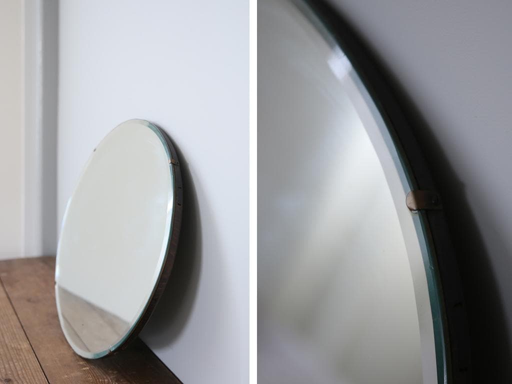 英国アンティーク壁掛けカッティングミラー/ベベルドミラー/鏡(85-257-3)