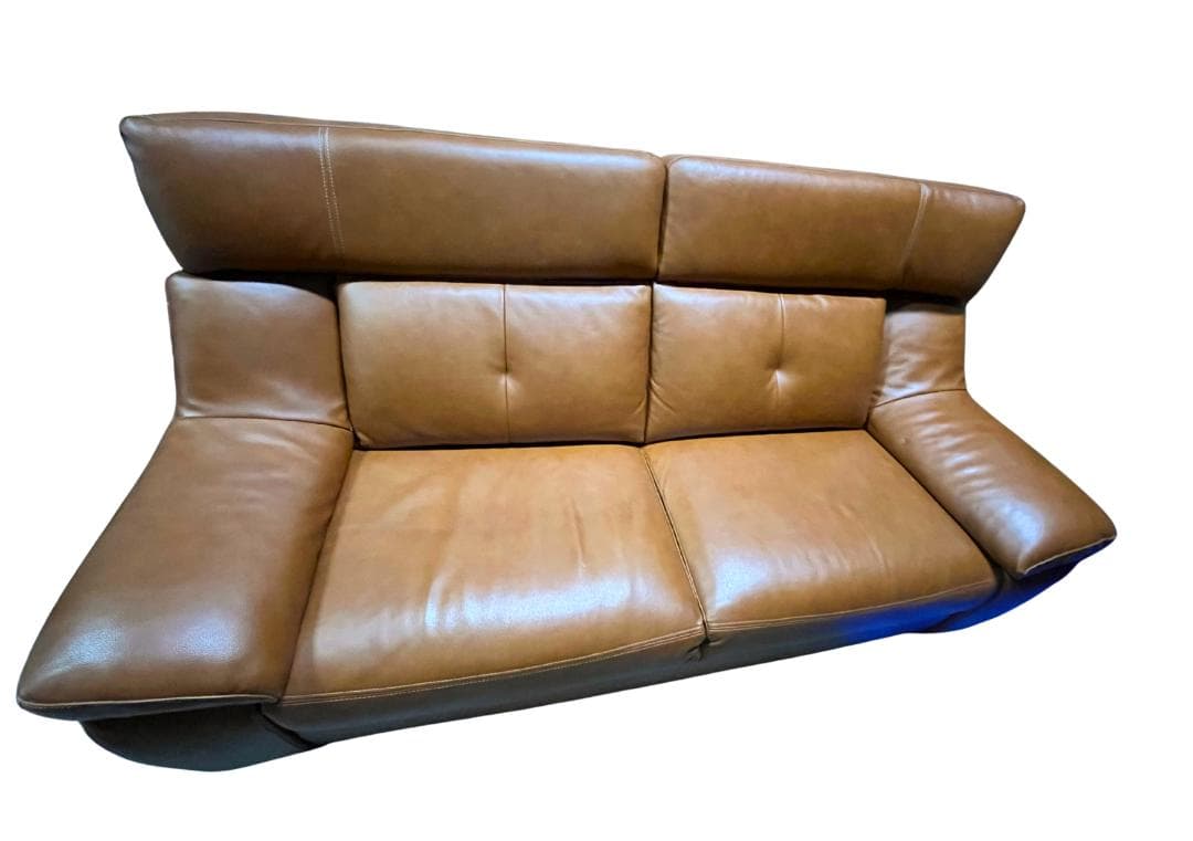 二人掛け ソファ レザー調 キャメル色 美品