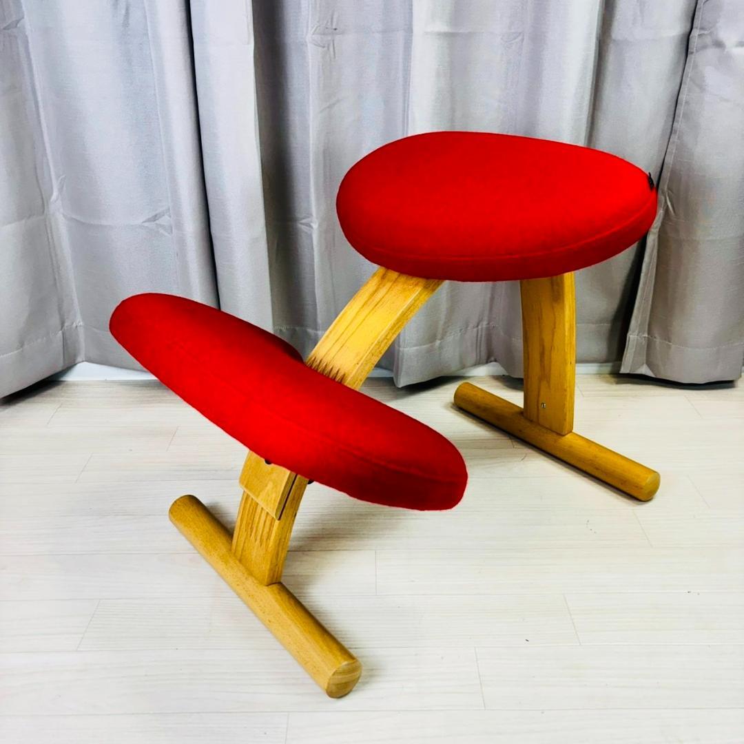 【美品】　バランスチェア　イージー　レッド　カバー付き