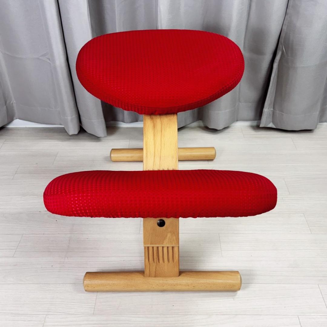 【美品】　バランスチェア　イージー　レッド　カバー付き