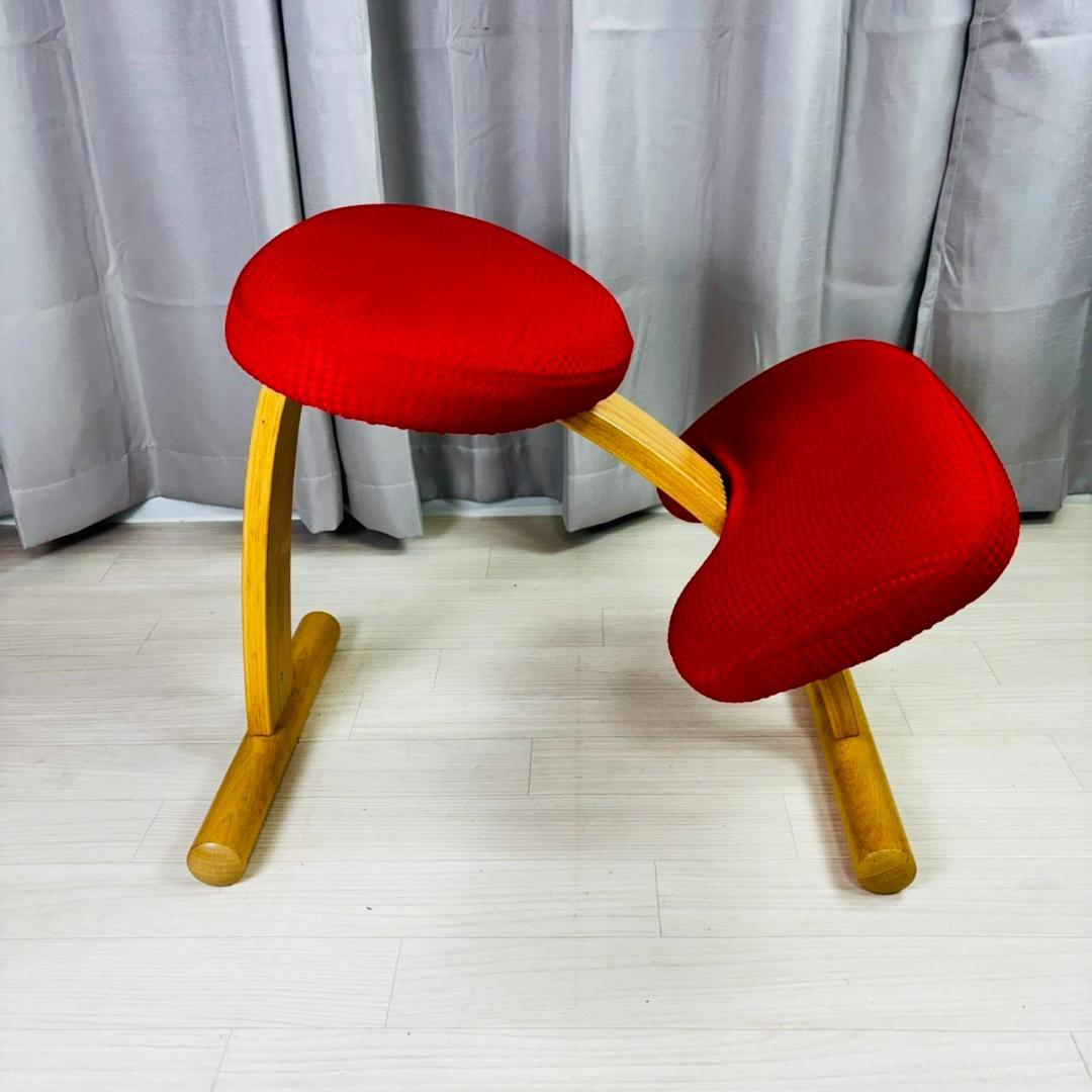 【美品】　バランスチェア　イージー　レッド　カバー付き