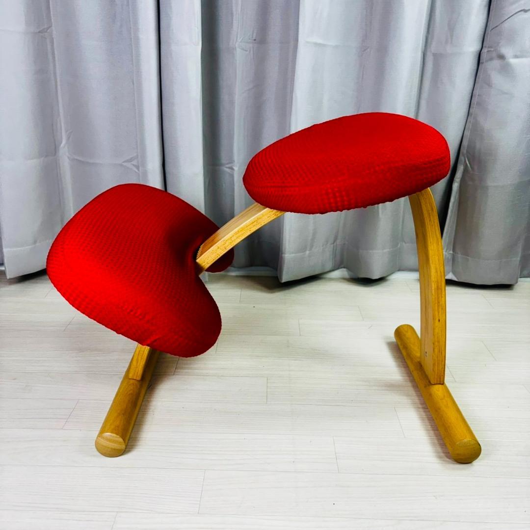 【美品】　バランスチェア　イージー　レッド　カバー付き
