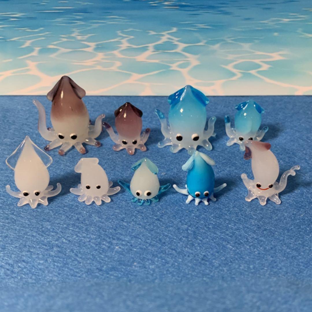 イカ　ガラス細工　ミニチュア