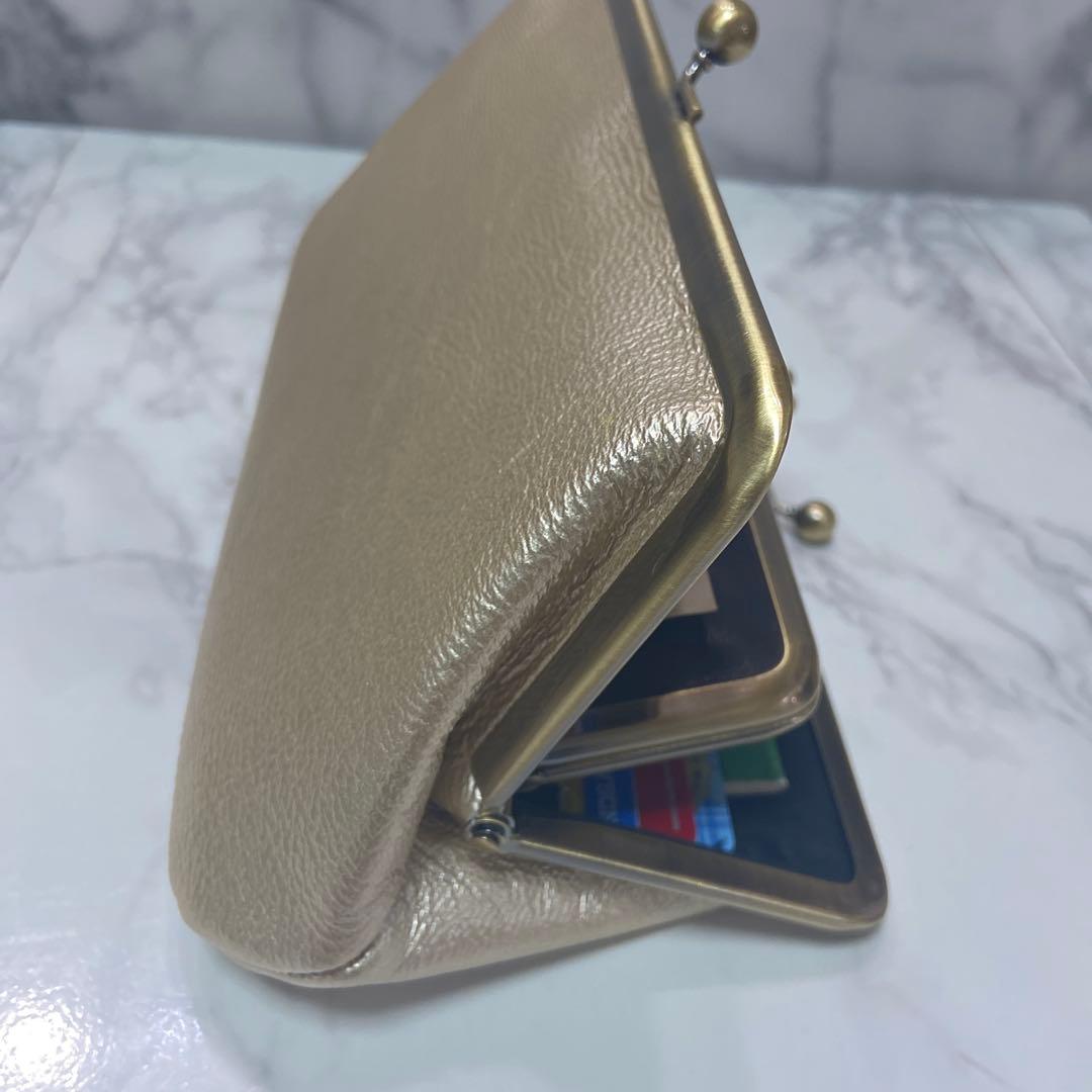 ハッピー　ハンドメイド本革がま口長財布