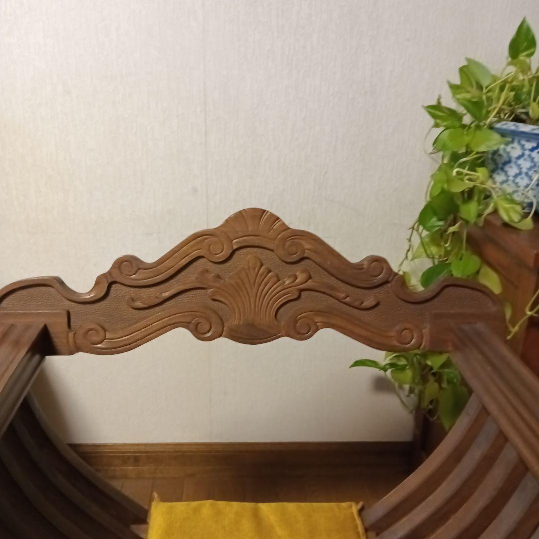 イタリア伝統家具アンティークサヴォナローラ折りたたみチェアブラウンリング装飾