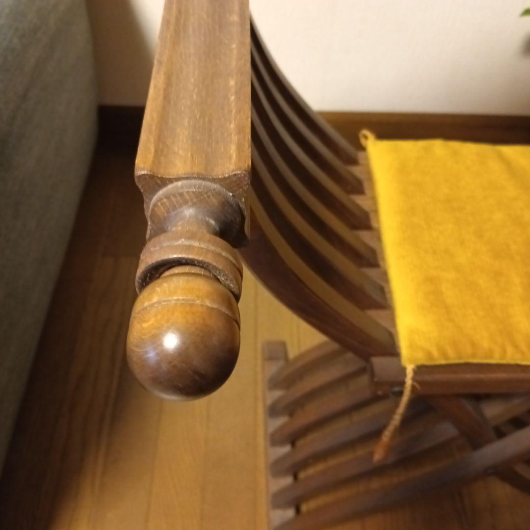 イタリア伝統家具アンティークサヴォナローラ折りたたみチェアブラウンリング装飾