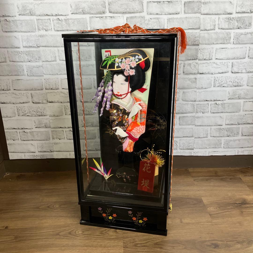 A-4 昭和レトロ 美品 正月飾り 羽子板 ケース飾り 花堤 藤娘 縁起物 工芸