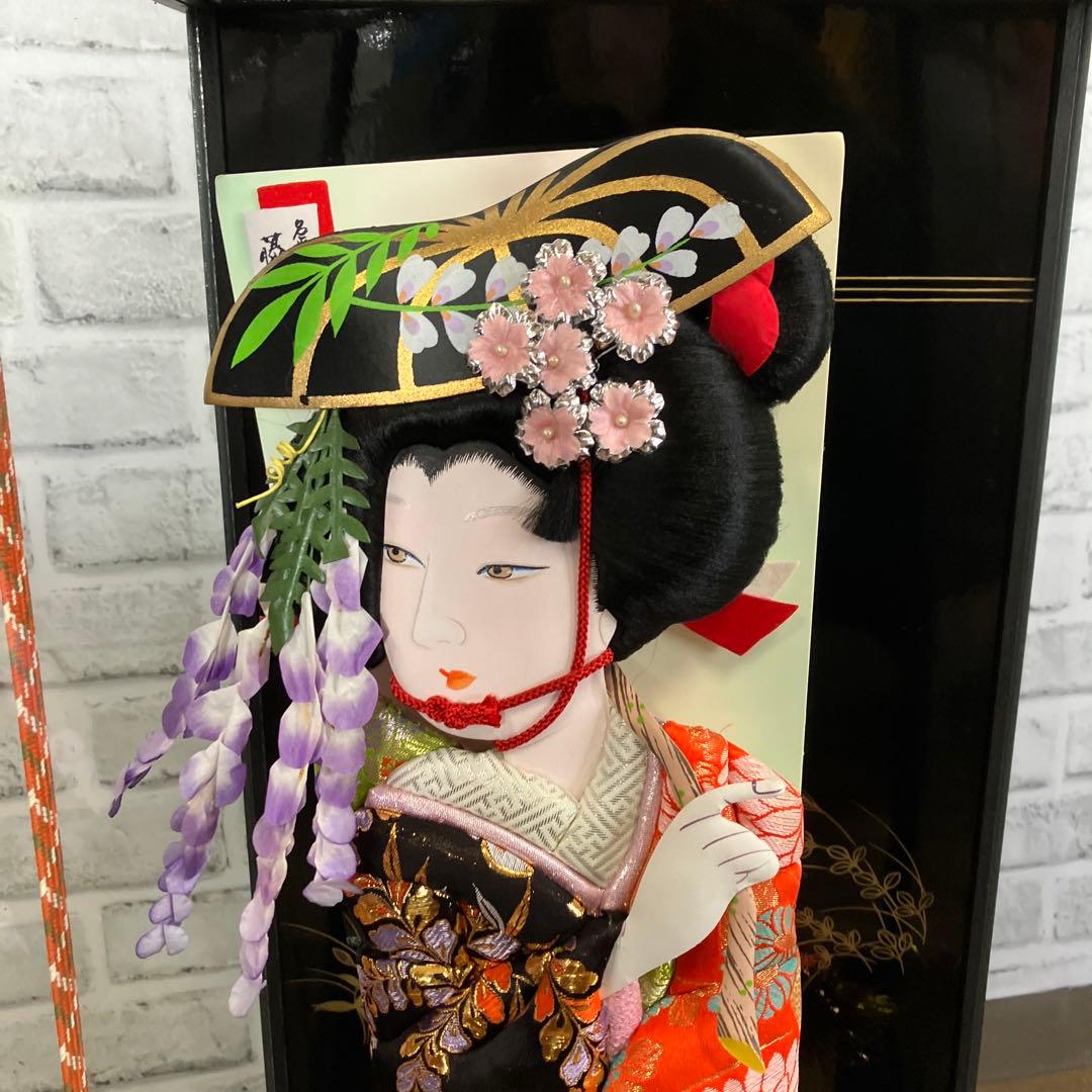 A-4 昭和レトロ 美品 正月飾り 羽子板 ケース飾り 花堤 藤娘 縁起物 工芸