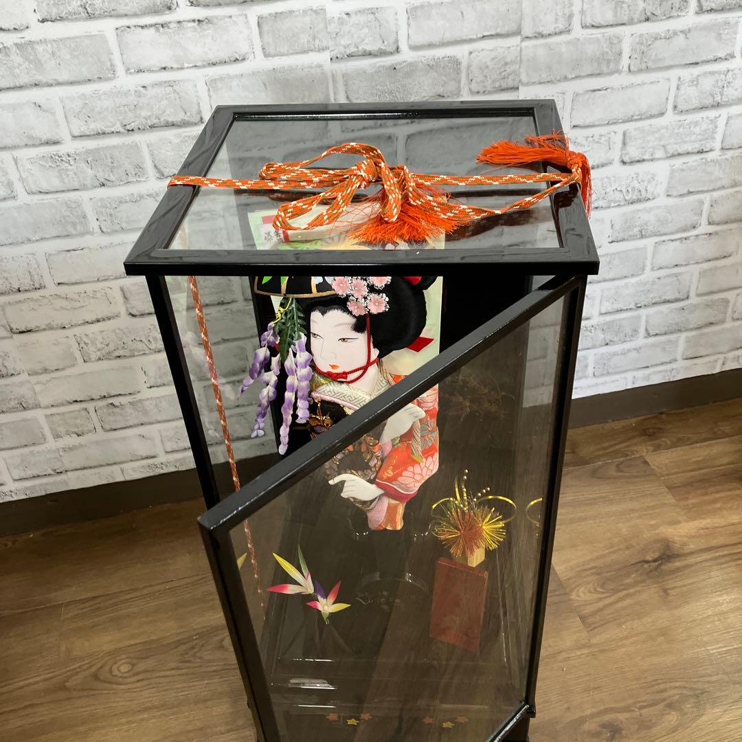 A-4 昭和レトロ 美品 正月飾り 羽子板 ケース飾り 花堤 藤娘 縁起物 工芸