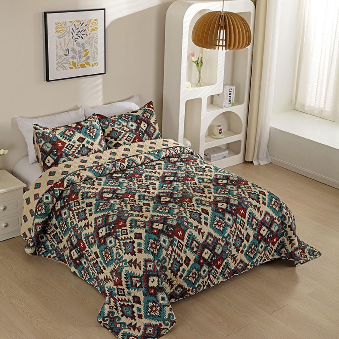 キルトベッドカバー3点セット綿マルチカバー キルティング 615