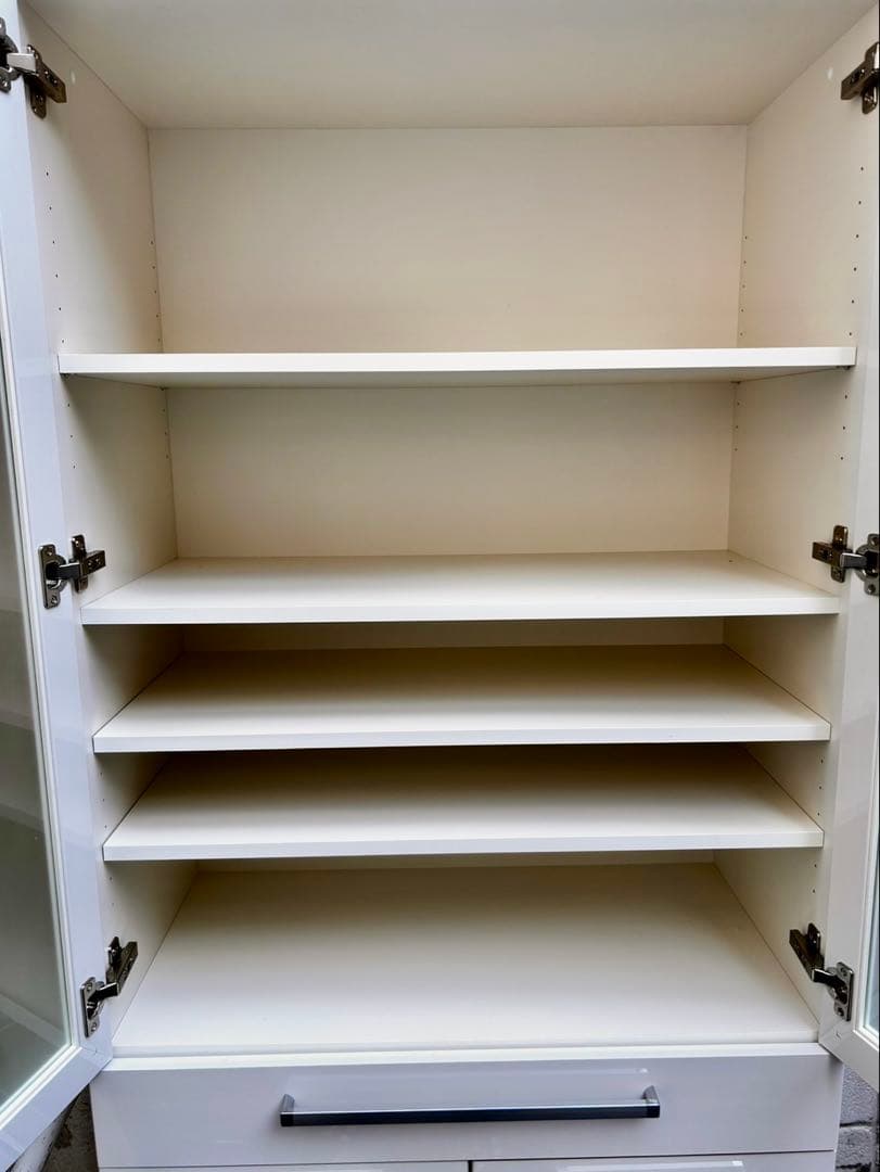 パモウナ エナメル調ホワイト 食器棚 キッチンボード　高さ180 レンジボード