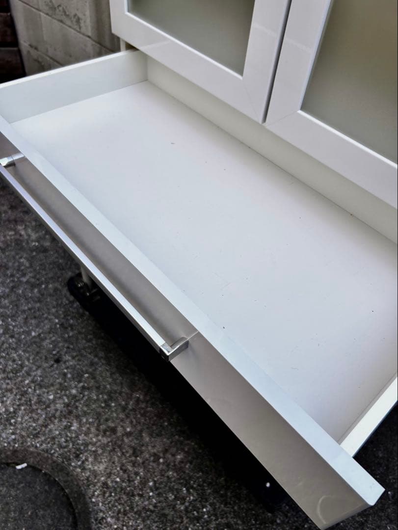 パモウナ エナメル調ホワイト 食器棚 キッチンボード　高さ180 レンジボード