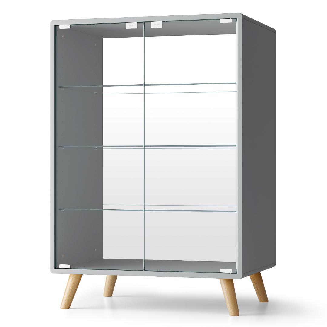 コレクションケース ガラスディスプレイキャビネット フィギュアケース4段グレー