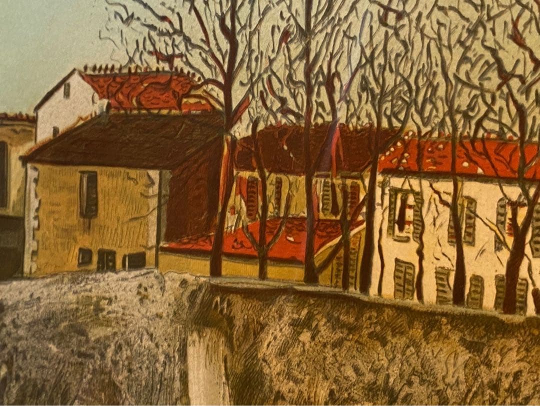 モーリス•ユトリロ 郊外の教会 ムルロー版 リトグラフ 絵画