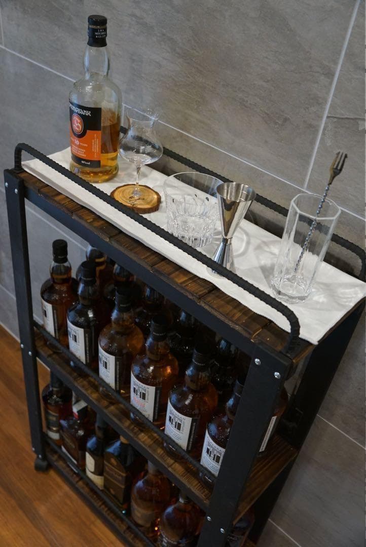 ウイスキーラック　サイドバーワゴンタイプ　男前インテリア　1119