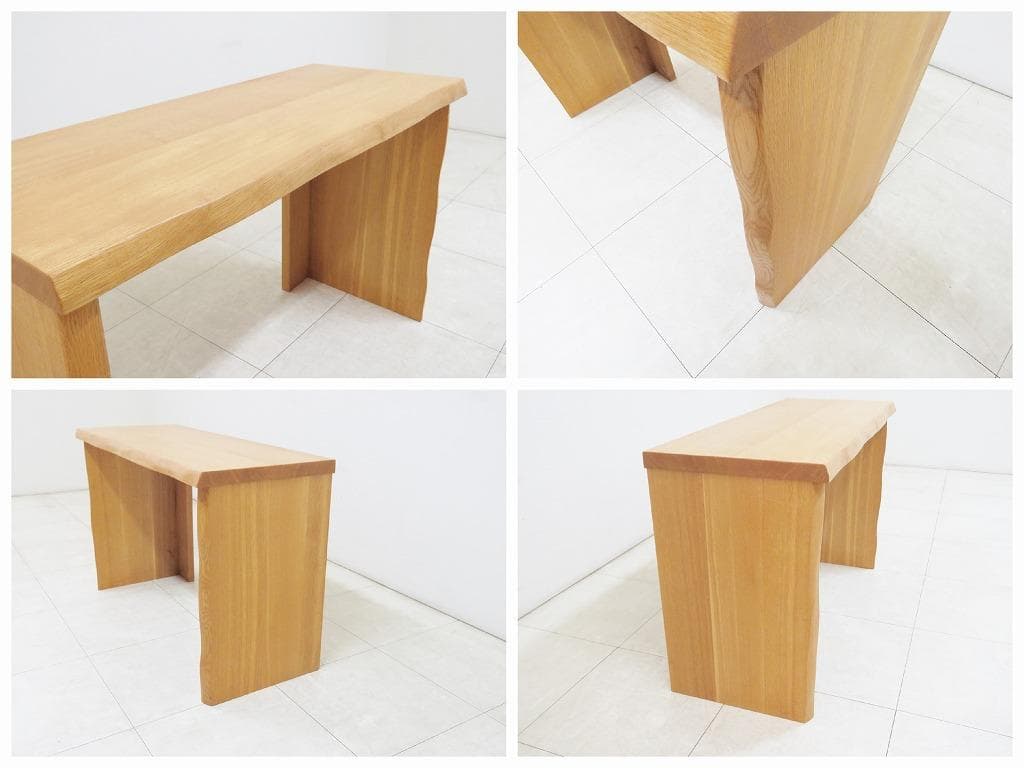 ナラ無垢材 デスク＆チェストワゴン＆チェア セット 本革張り 机 検MUKU工房