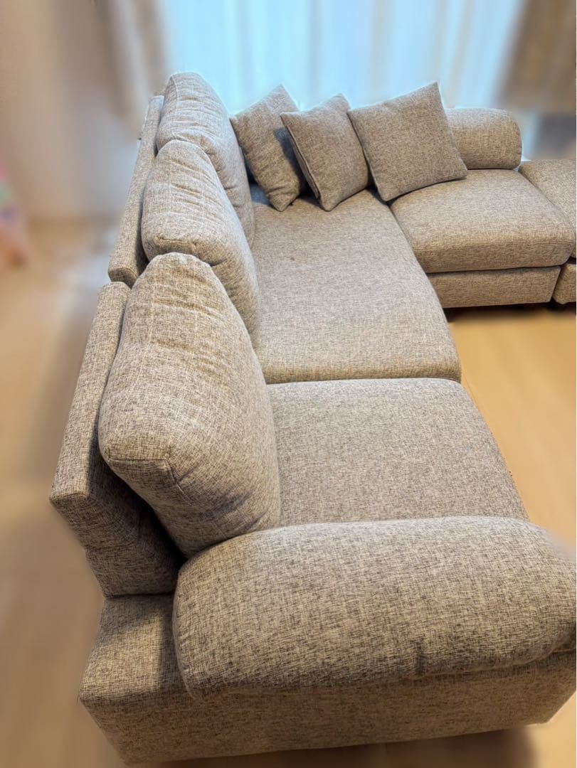 直接受け渡し限定】タンスのゲン グレー L字型ファブリックソファ