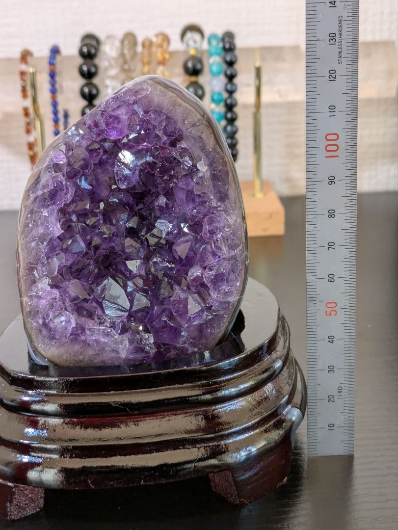 最終価格✨ 高品質✨ アメジストクラスター 木製台座付き