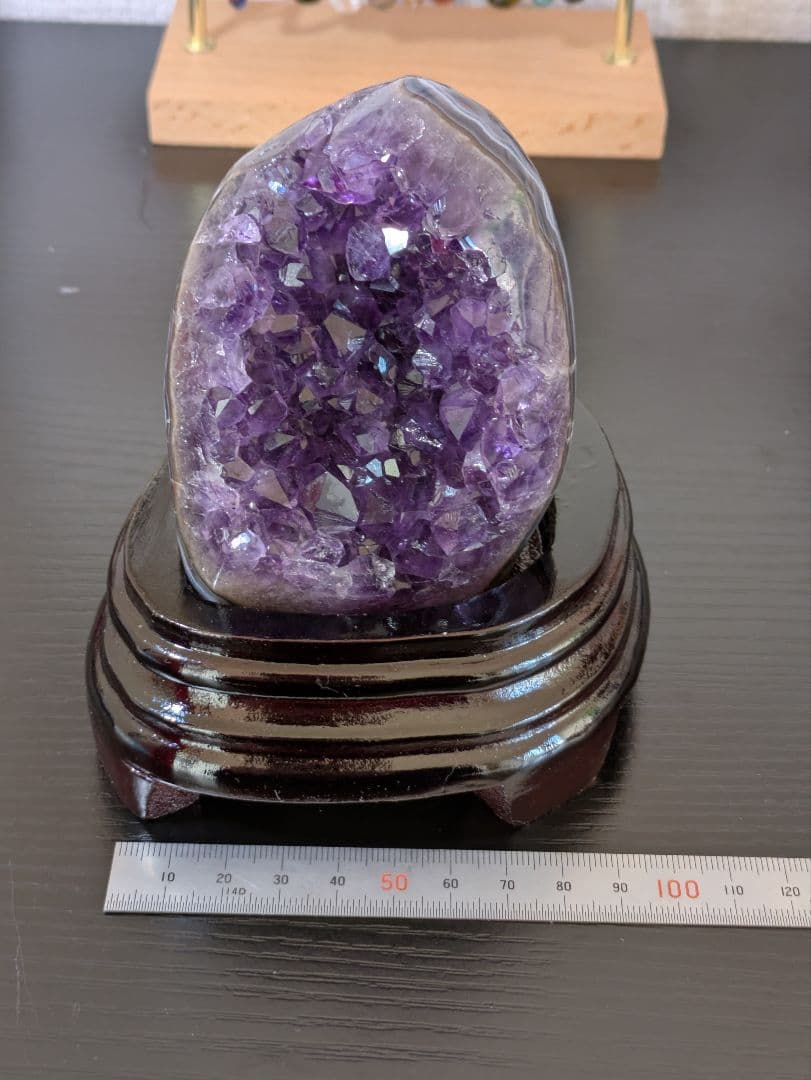 最終価格✨ 高品質✨ アメジストクラスター 木製台座付き
