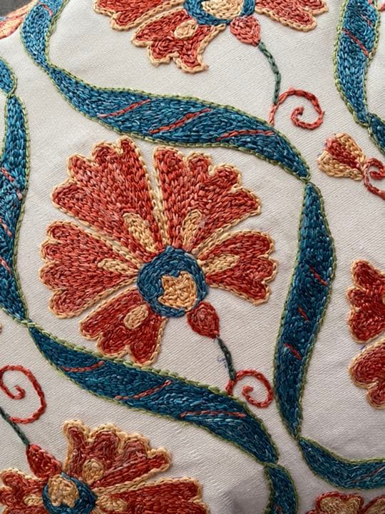 ウズベキスタン製 シルク スザニ刺繍 クッションカバー 44×43 SZN709