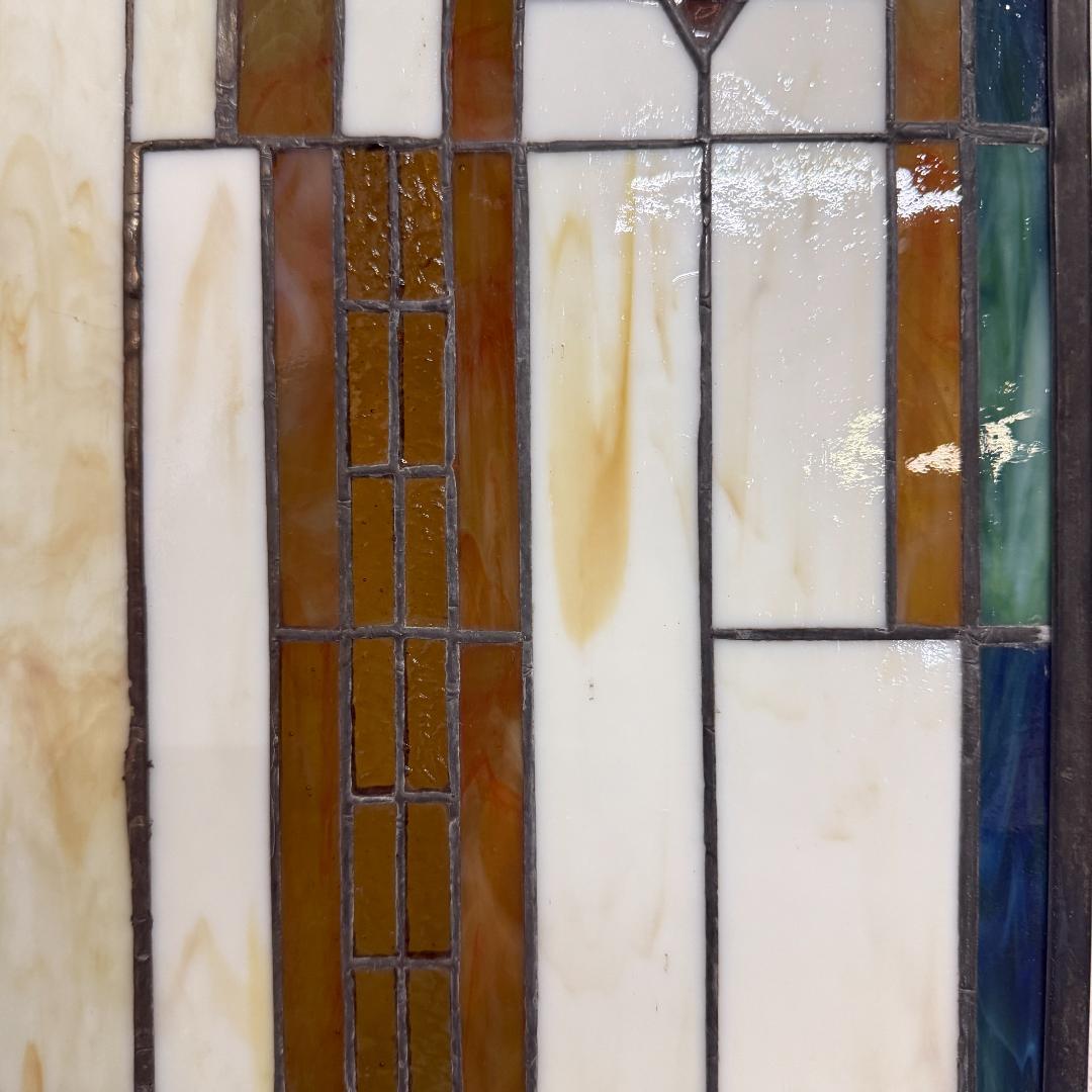 特大 62cm ステンドグラス パネル フランク・ロイド・ライト風 幾何学